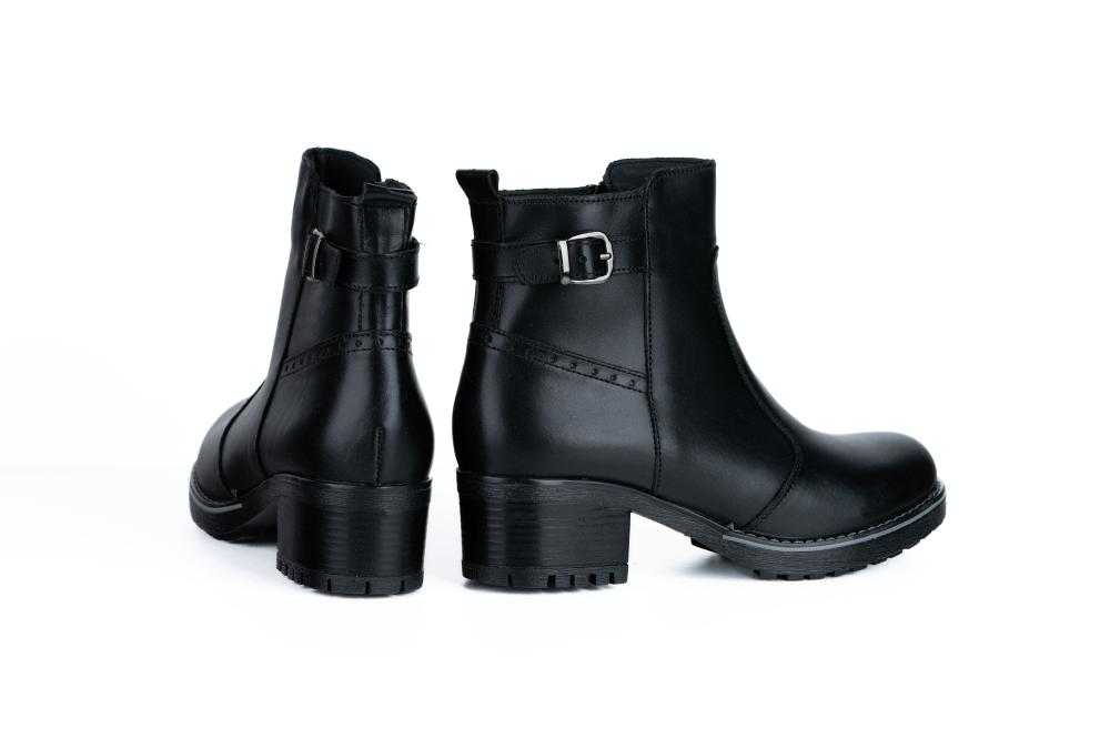Ghete de Dama Negre Din Piele Naturala - 4022