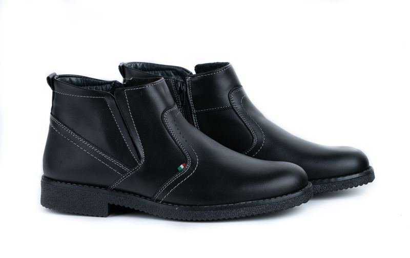 Ghete Casual Barbati Negru din Piele naturala 3015