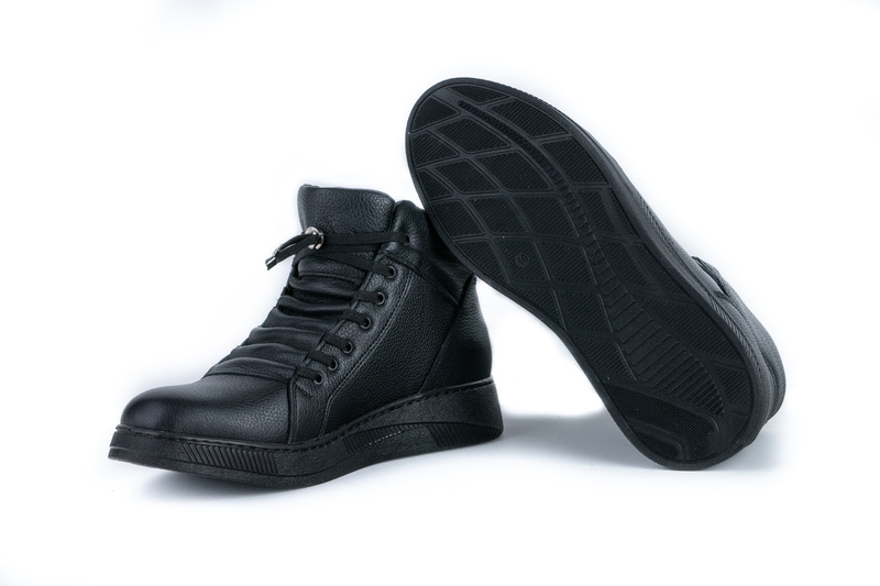 Ghete Casual Barbati Negru din Piele naturala 3018