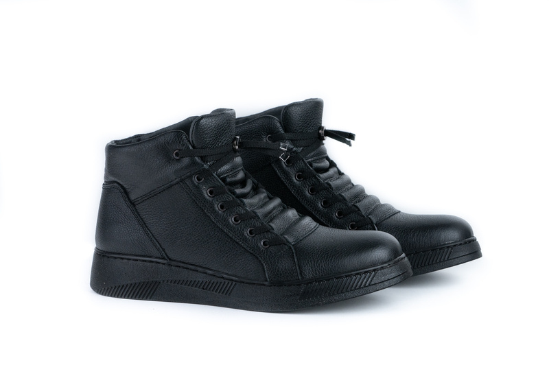 Ghete Casual Barbati Negru din Piele naturala 3018