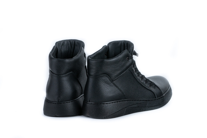 Ghete Casual Barbati Negru din Piele naturala 3018