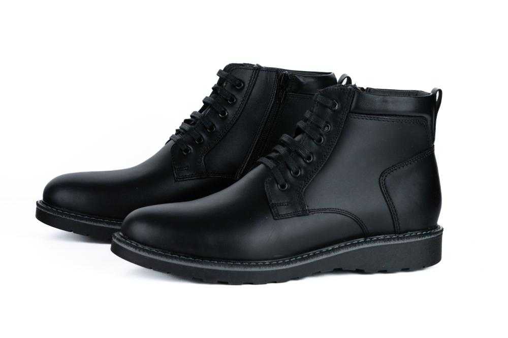Ghete Negre Din Piele Naturala Pentru Barbati - 3025