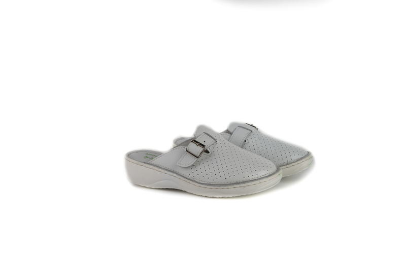 Papuci Medicali Dama Alb din Piele naturala 5001