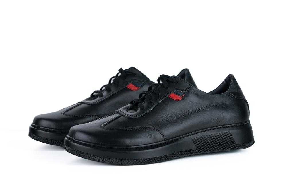 Pantofi Negri Sport Casual din Piele Naturala pentru Barbati - 1072