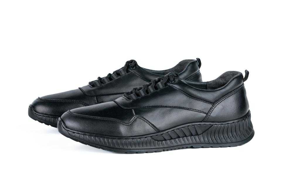 Pantofi Negri Sport Casual din Piele Naturala Pentru Barbati - 1067