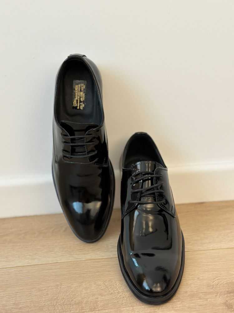 Pantofi Barbati Eleganti Ceremonie Negru Lucios 100% Piele Naturala - 1076