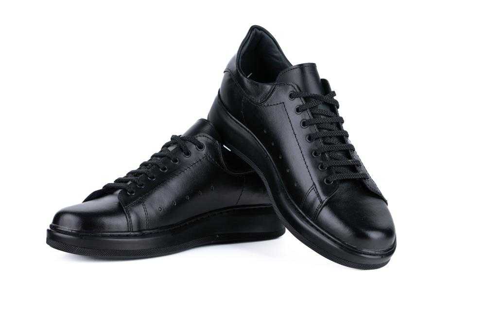 Pantofi Negri Sport Casual din Piele Naturala pentru Barbati - 1070