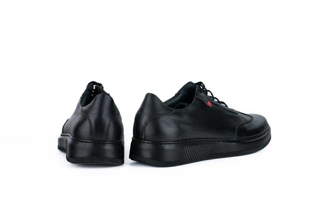 Pantofi Negri Sport Casual din Piele Naturala pentru Barbati - 1072