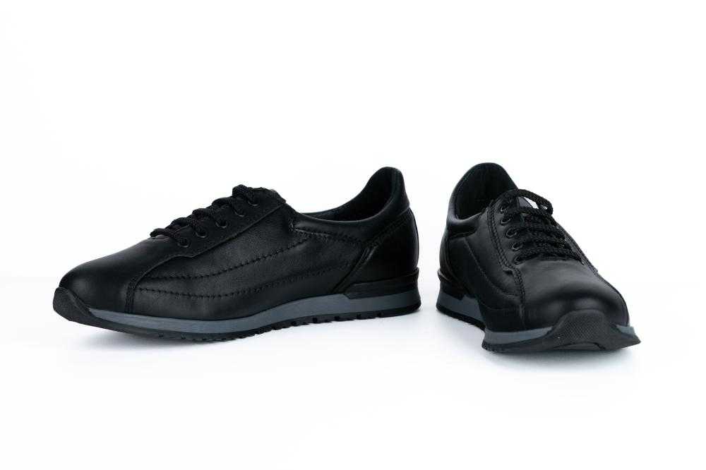 Pantofi Negri Sport Casual din Piele Naturala Pentru Barbati - 1068